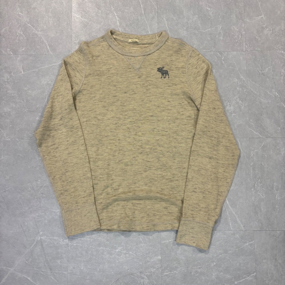 Abercrombie & Fitch Mens Muscle Fit Waffle Knit Thermal Shirt XL Tan Heather